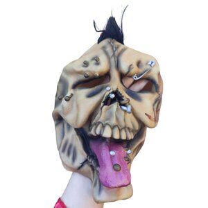 Vintage Latex Full-Face Halloween Mask: Zombie/Undead Punk Rock Mohawk Piercings